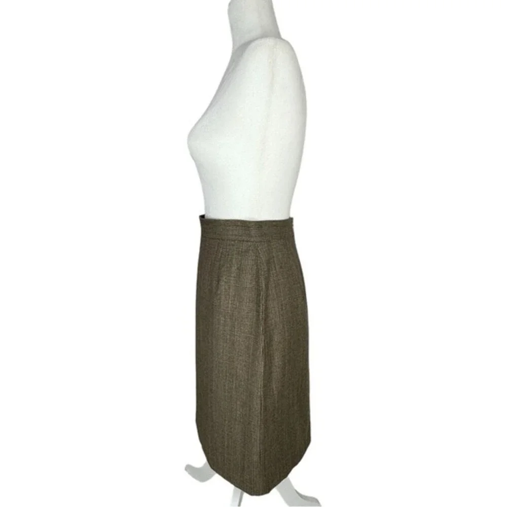 Dolce & Gabbana Brown Glen Plaid Wool Pencil Skirt High Waisted Made in Italy 42